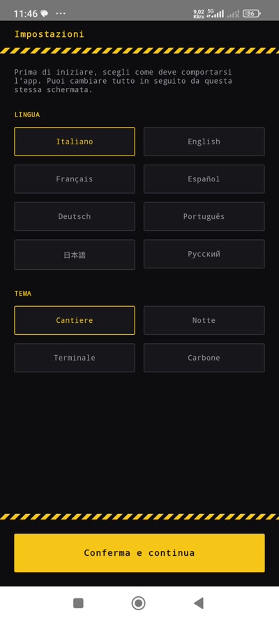 Settings Italian